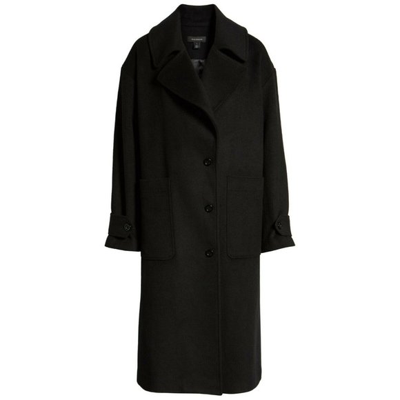 NEW $320 Halogen TAILORED Wool Blend LONG MAXI Coat BLACK WINTER WARM - Picture 2 of 5